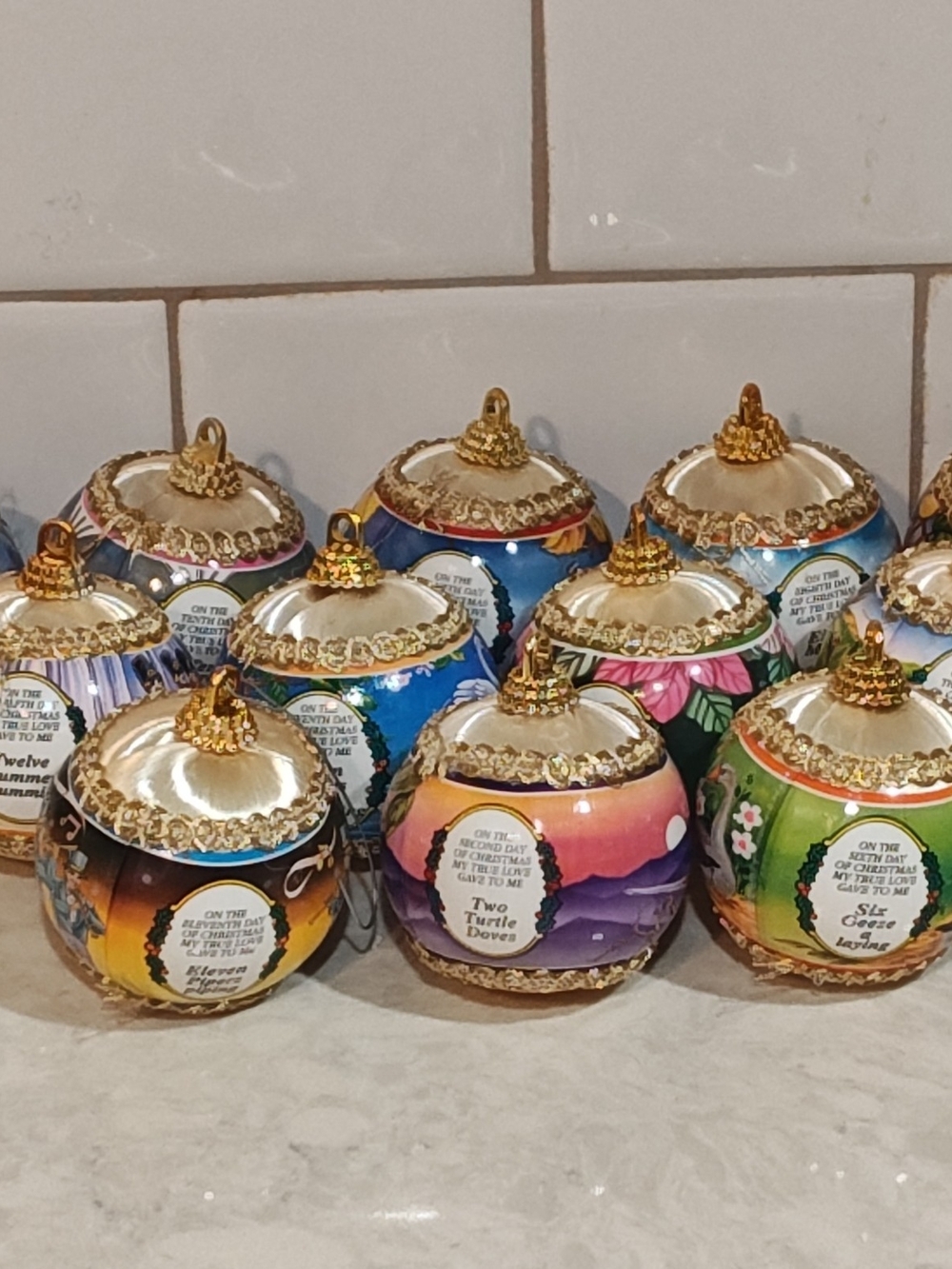 RARE 1990'S RAUCH TWELVE DAYS OF CHRISTMAS ORNAMENTS